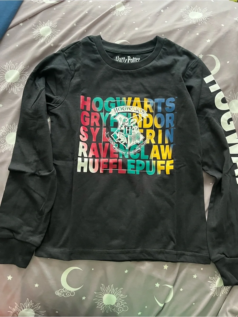 Harry Potter Kids' Black Long-Sleeve Hogwarts House Tee